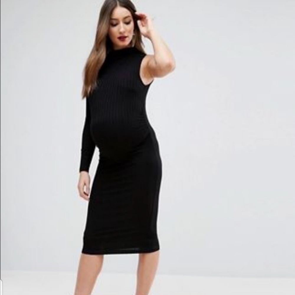 ASOS Maternity rib knit one sleeve dress